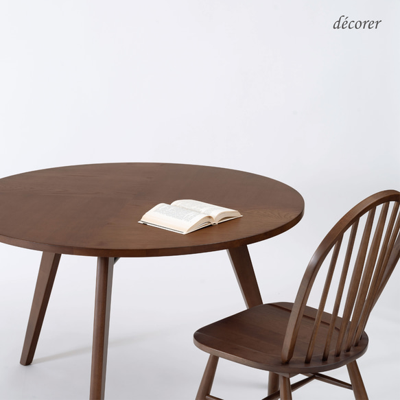 オーク材のラウンドテーブル [ 直径110cm :2色 ] 北欧スタイル 円卓 丸 ダイニングテーブル 天然突板 木製 7枚目の画像