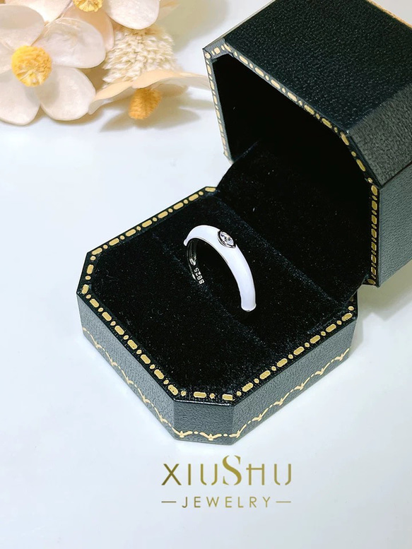 マーキス ホワイト 高炭素ダイヤモンド キラキラ ゴージャス 指輪 リング クール 白 アート 目 6枚目の画像