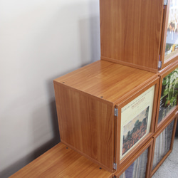 LPレコード収納 | アクリル付き扉 | おしゃれなキャビネット | レコードラック・ディスプレイ棚・ターンテーブル台 2枚目の画像
