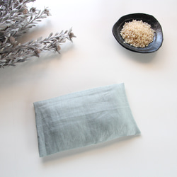 玄米カイロ 有機玄米 リネン100% カバー付き アイピロー アンティークグリーン 3枚目の画像