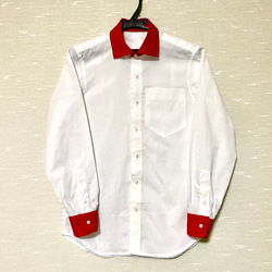 [Men's]  サイズ指定可☆白シャツ×カラー襟　☆メンズシャツ 2枚目の画像