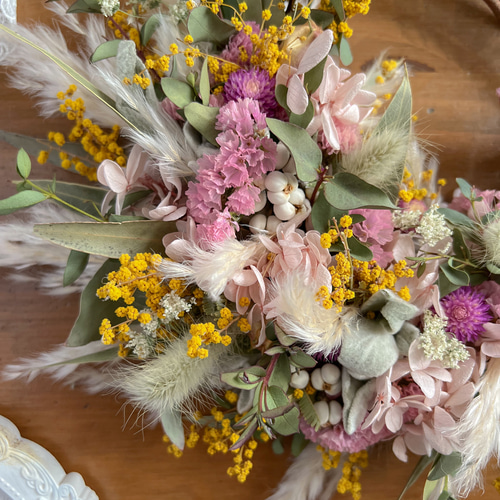 プリザーブドフラワーリース♡ベージュピンク✖︎ブラウンのリース