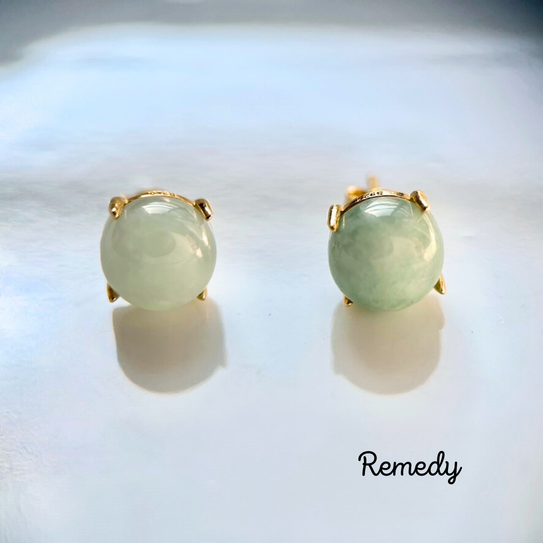 【ロトンド】翡翠ジェイド(8 mm)のスタッドピアス 18KGP Silver925 ５月誕生石
