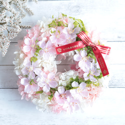 桜リース 春リース しだれ桜と葉桜のリース 造花リース アーティ