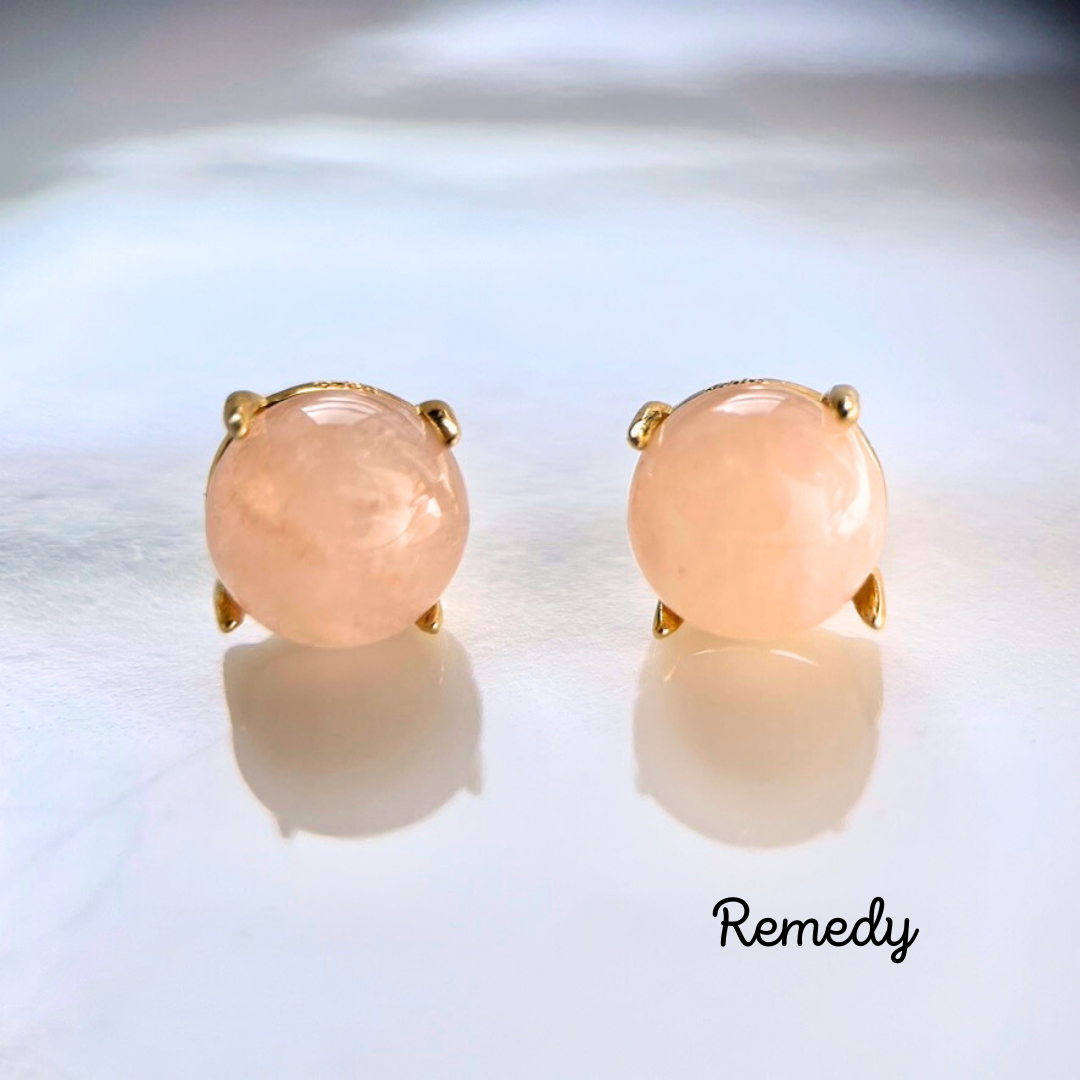 【ロトンド】モルガナイト(8 mm)のスタッドピアス 18KGP Silver925 ４月誕生石　ピンクアクアマリン