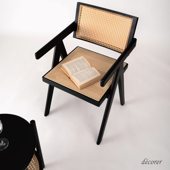 天然木とラタンかごめ編みのチェア [1脚入 : 2色 ] 北欧スタイル 木製 無垢 編み 椅子 ダイニングチェア 5枚目の画像