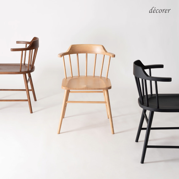 アッシュ材のウィンザーチェア [1脚入 : 3色 ] 北欧スタイル 木製 無垢 椅子 ダイニングチェア 天然木 4枚目の画像