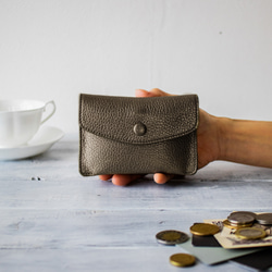 イタリアレザー財布 手に馴染むふっくらコンパクト財布【ブロンズ】 1枚目の画像