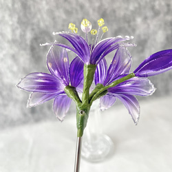 ミニ百合のかんざし(紫) 7枚目の画像