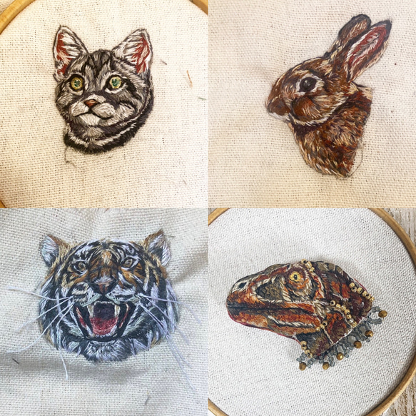 動物刺繍　オーダーページ　刺繍　ブローチ 3枚目の画像