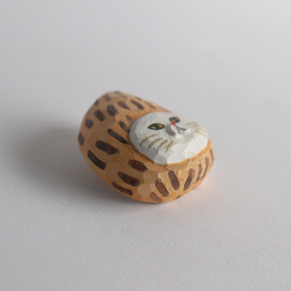 【抽選作品】木彫りブローチ　里芋にゃん　[CCF-052] 3枚目の画像