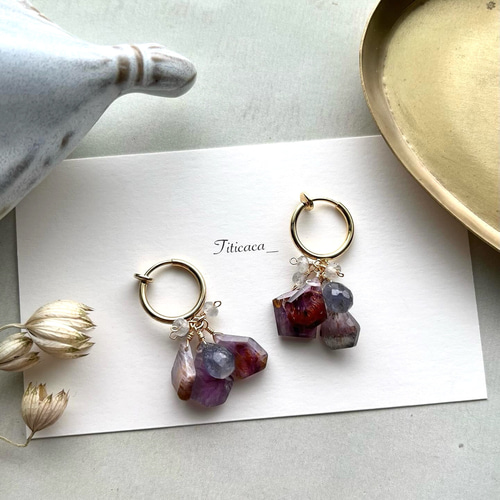 belle fleur スーパーセブンとアイオライトの【ピアス】【イヤリング