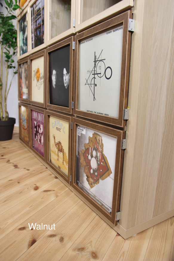 IKEAイケア Kallaxカラックス レコード収納へ付けるウォルナットLPフレーム＊おしゃれドア　キャビネット棚ラック 7枚目の画像