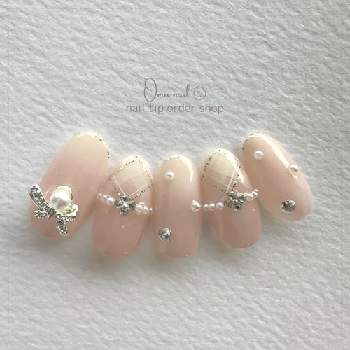 ネイルチップオーダー】ガーリーネイル リボンネイル 形状記憶ネイル  