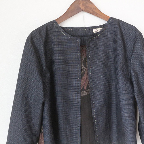 着物リメイク 孔雀と亀甲大島紬ボレロ ジャケット ウサギ洋裁店 通販