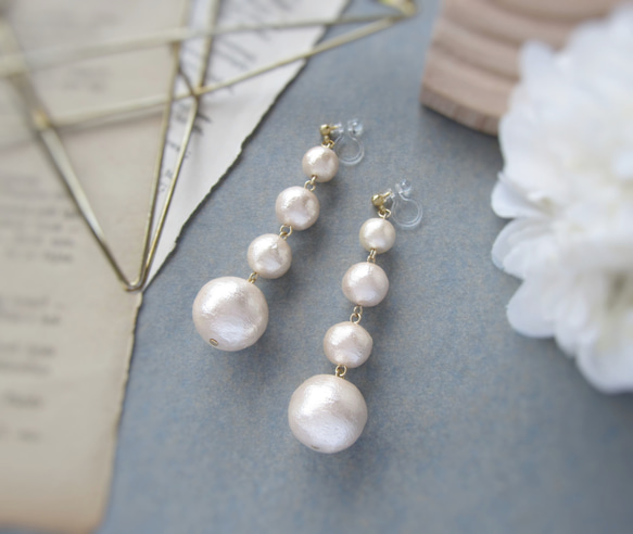 Pink Cotton Pearl earring／pierce*2534* 4枚目の画像