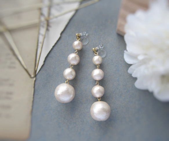 Pink Cotton Pearl earring／pierce*2534* 3枚目の画像