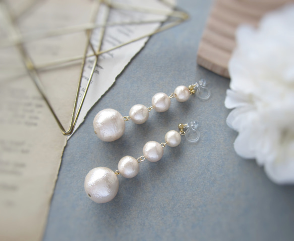 Pink Cotton Pearl earring／pierce*2534* 8枚目の画像