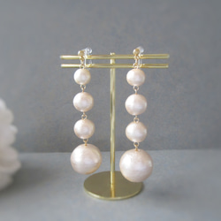 Pink Cotton Pearl earring／pierce*2534* 2枚目の画像