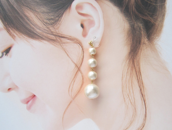 Pink Cotton Pearl earring／pierce*2534* 9枚目の画像