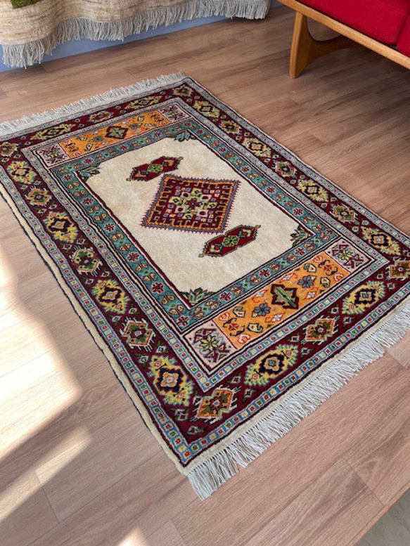 ●送料無料●トライバルラグ【トルクメン】No.58570　玄関マット・リビング・ベッドサイド 4枚目の画像