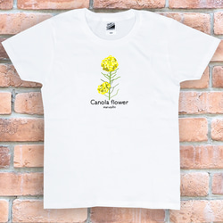 tシャツ　Tシャツ　プレゼント　ロゴTシャツ　Tシャツ　おしゃれTシャツ　白ティー　シンプルTシャツ　花　菜の花 1枚目の画像