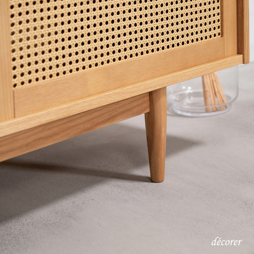 アッシュ材とラタンかごめ編みのテレビボード [ 幅150 奥行40 高さ46