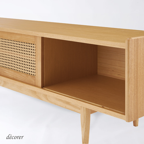 アッシュ材とラタンかごめ編みのテレビボード [ 幅150 奥行40 高さ46