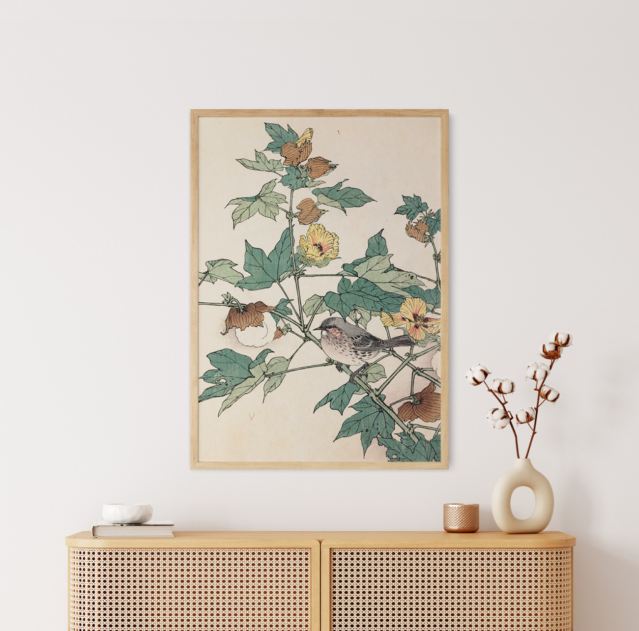 クリスタルの花瓶と淡い花達 アートポスター 絵画