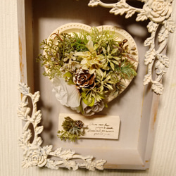 木箱の壁掛け＾－＾ハートのバラアレンジ＾－＾アンティーク風 アート