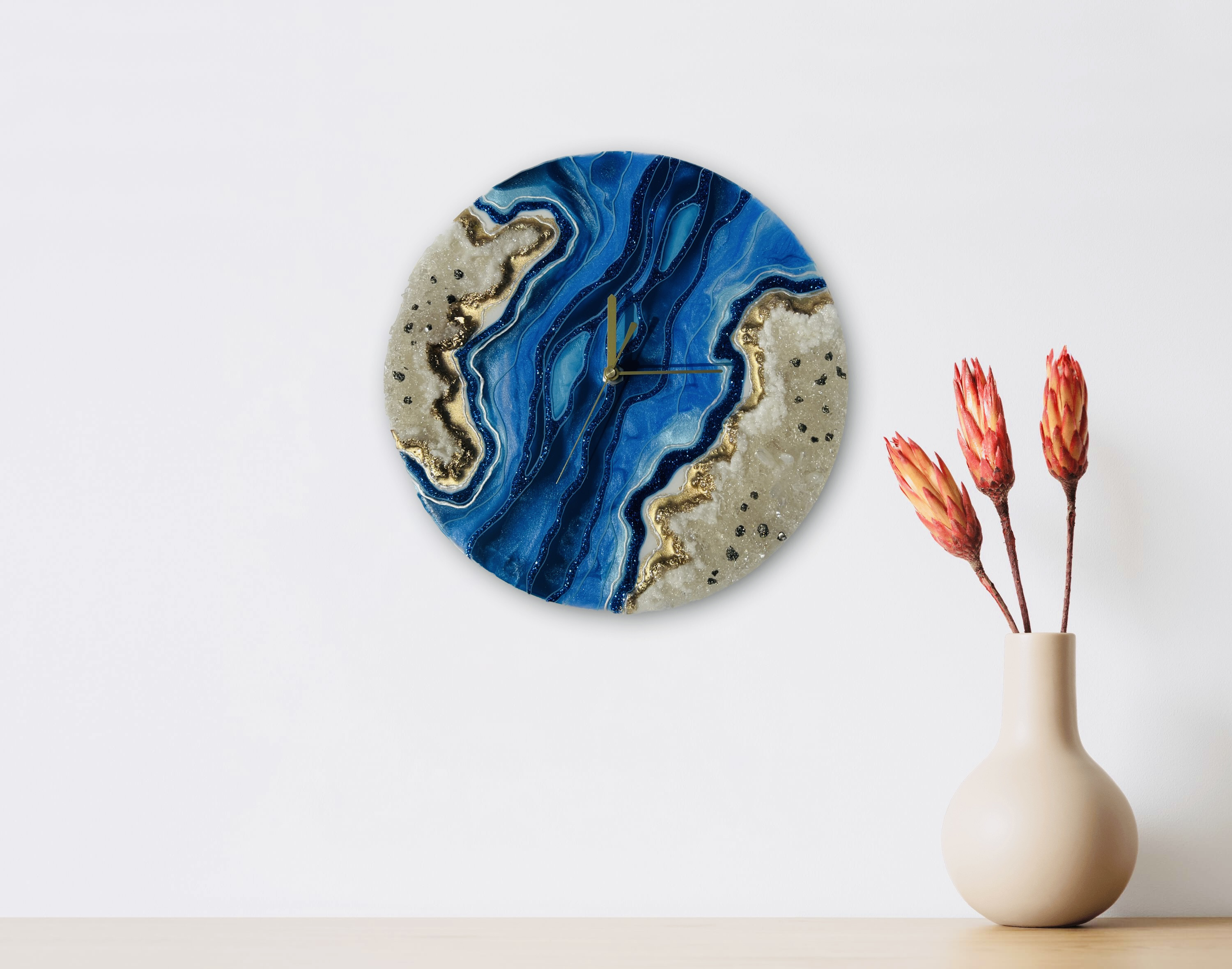 geodeart時計　掛け時計　晶洞アート　結晶　ジオードアート　エポキシレジン