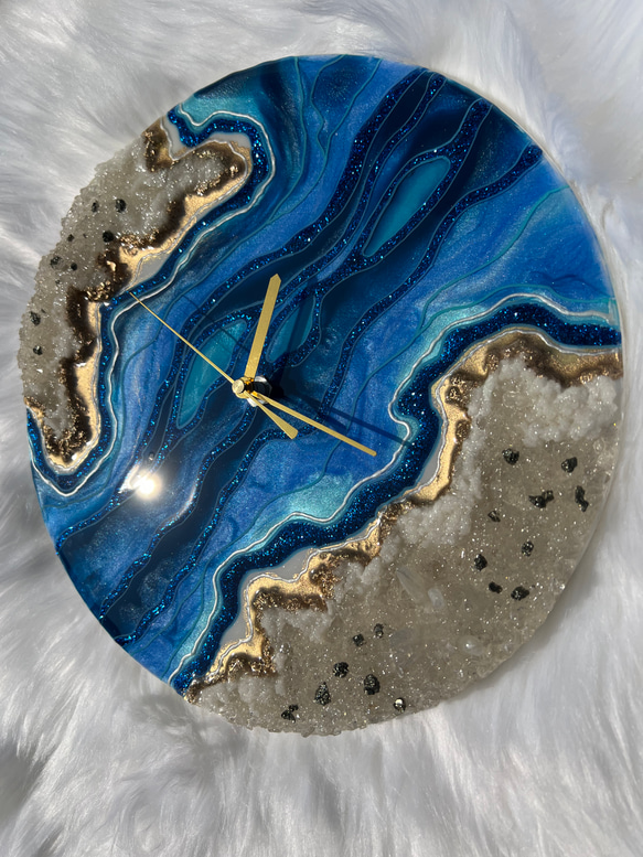 geodeart時計　掛け時計　晶洞アート　結晶　ジオードアート　エポキシレジン 7枚目の画像