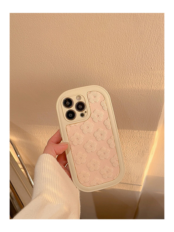 オリジナルスマホケース　もふもふ　お花　iPhoneケース 　大人かわいい 4枚目の画像