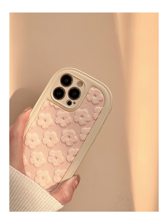 オリジナルスマホケース　もふもふ　お花　iPhoneケース 　大人かわいい 3枚目の画像