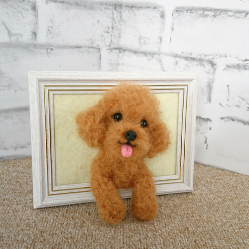 羊毛フェルト トイプードル〈ダークレッド〉☆ フレーム入り 羊毛