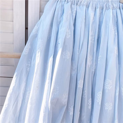 [500円割引]美しい柄 羽　木 コットンスカート　ギャザー 中長ロングスカート 5枚目の画像