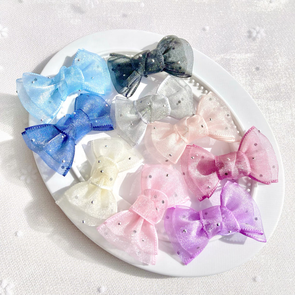 ♥ふんわりシルバードットキャンディリボンꕤ全9色♥【ベビー