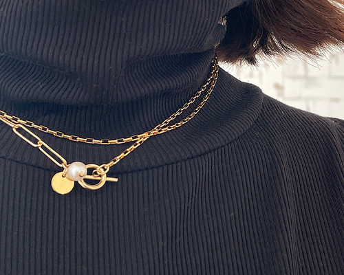 2連とY字両方叶うネックレス | 淡水パール 2wayネックレス | ゴールド