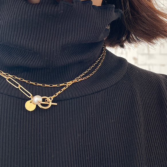 2連とY字両方叶うネックレス | 淡水パール 2wayネックレス | ゴールド
