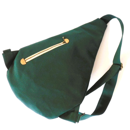 ボディバッグ「Drops」8号帆布ダークグリーン／しずく型（ドロップ型