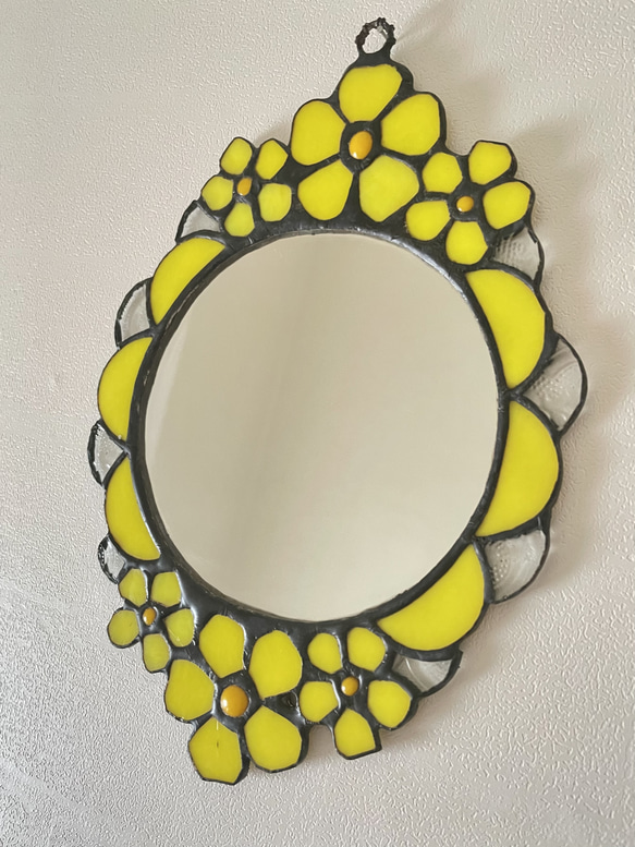 母の日★ステンドグラスのお花のミラー★鏡・壁掛け 3枚目の画像