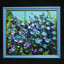 油絵 油彩 油彩画 絵 絵画【blue flower field】 1枚目の画像