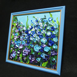 油絵 油彩 油彩画 絵 絵画【blue flower field】 2枚目の画像