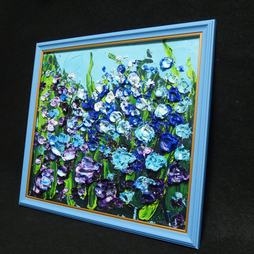 油絵 油彩 油彩画 絵 絵画 【blue flower field】 油絵 油彩 油彩画 絵 絵画 【blue flower field】