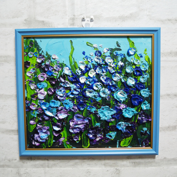 油絵 油彩 油彩画 絵 絵画【blue flower field】 5枚目の画像