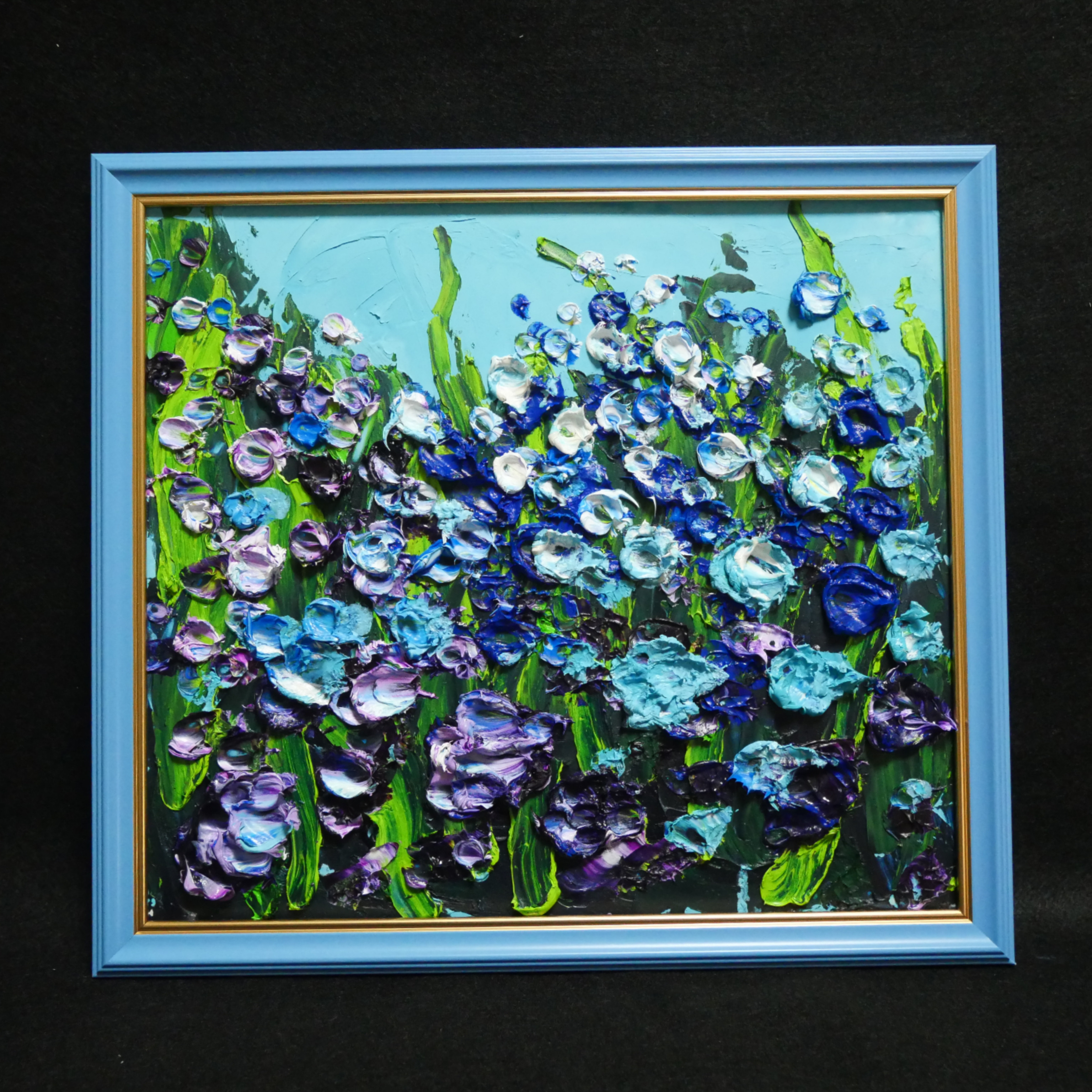 新絵具U35使用●厚塗り『黄色い花』●がんどうあつし肉筆絵画F6UVアクリル額付 新絵具U35使用○厚塗り『黄色い花』○がんどうあつし肉筆絵画