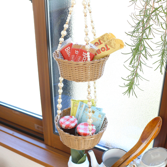 HANGing BASKET ハンギングバスケット 吊り下げ バスケット 吊り下げかご ぬいぐるみ収納　クラフトバンド 6枚目の画像