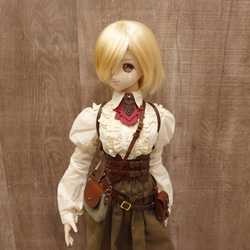 [受注生産] 1/3ドール 帆布と革のショルダーバッグ 本革 2枚目の画像