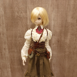 [受注生産] 1/3ドール 帆布と革のショルダーバッグ 本革 3枚目の画像