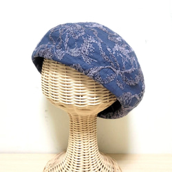 コットン　刺繍　春　ベレー帽 2枚目の画像